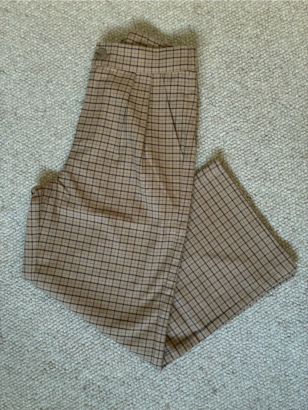 NWOT Women’s Rylee + Cru Beige Plaid Cropped Pants with Brown Small